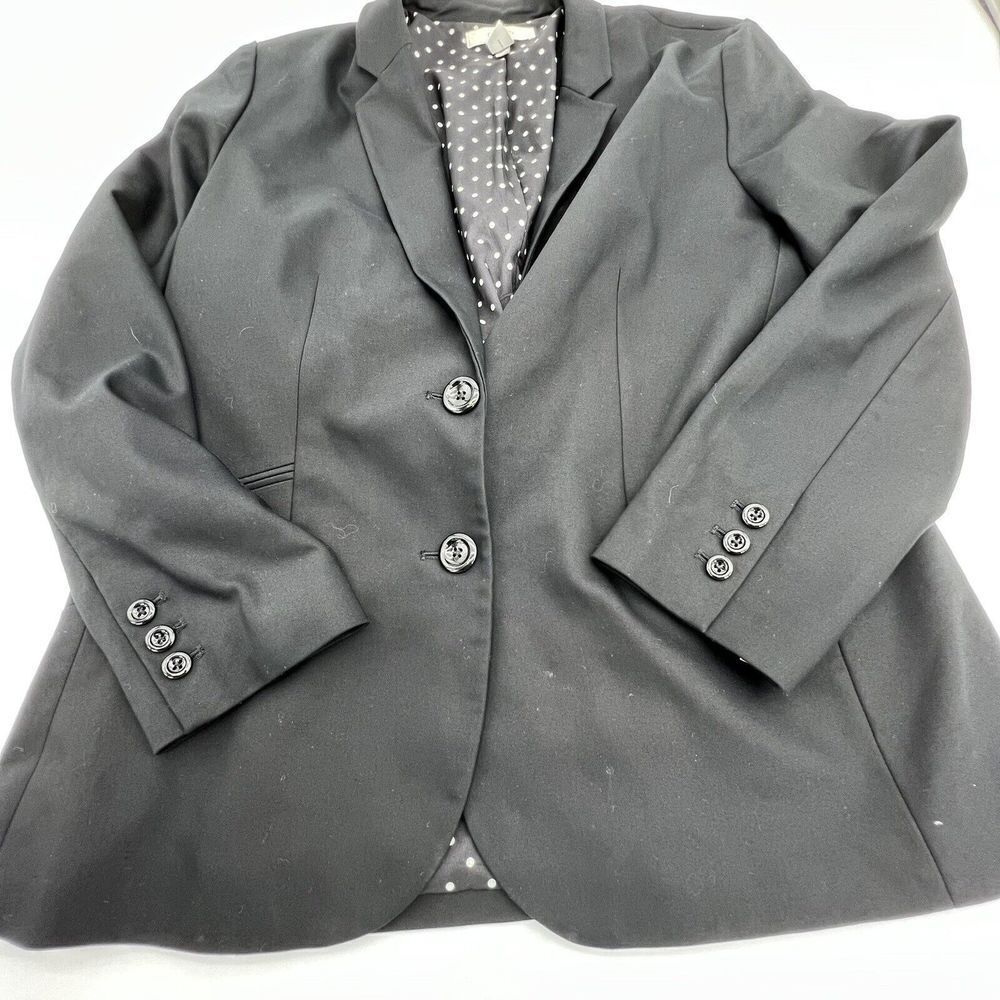 Chicos City Chic Black Blazer Polka Dot Lining Size 2/Large